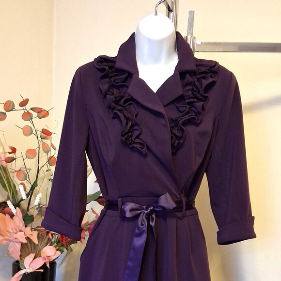NWT Simon Chang Women's Well Tailored ¾ Sleeve Purple Midi Dress Tag Size 4 S - Picture 6 of 10